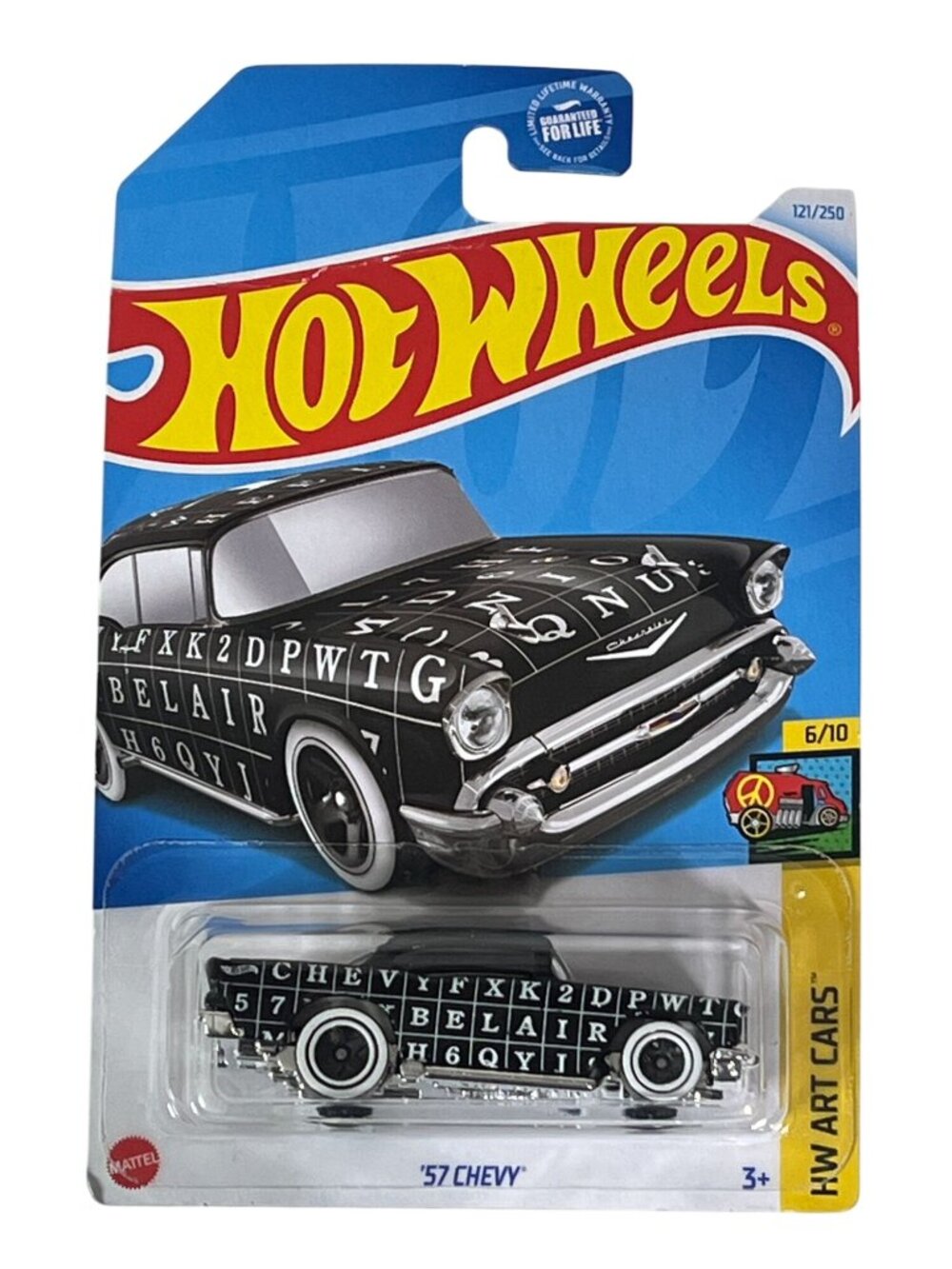 Hot Wheels 57 Chevy Art Cars 6/10 Black White 121/250 Diecast 2021